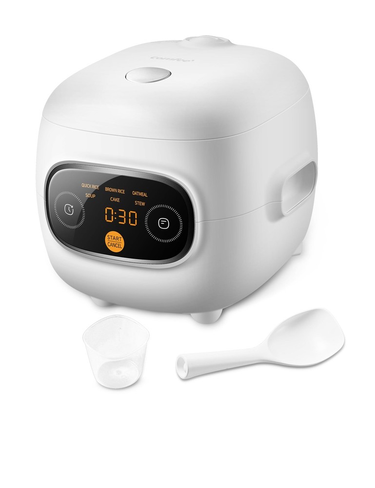COMFEE' Mini Rice Cooker 4 Cups Cooked/2 2 Cups_Electronic White, White