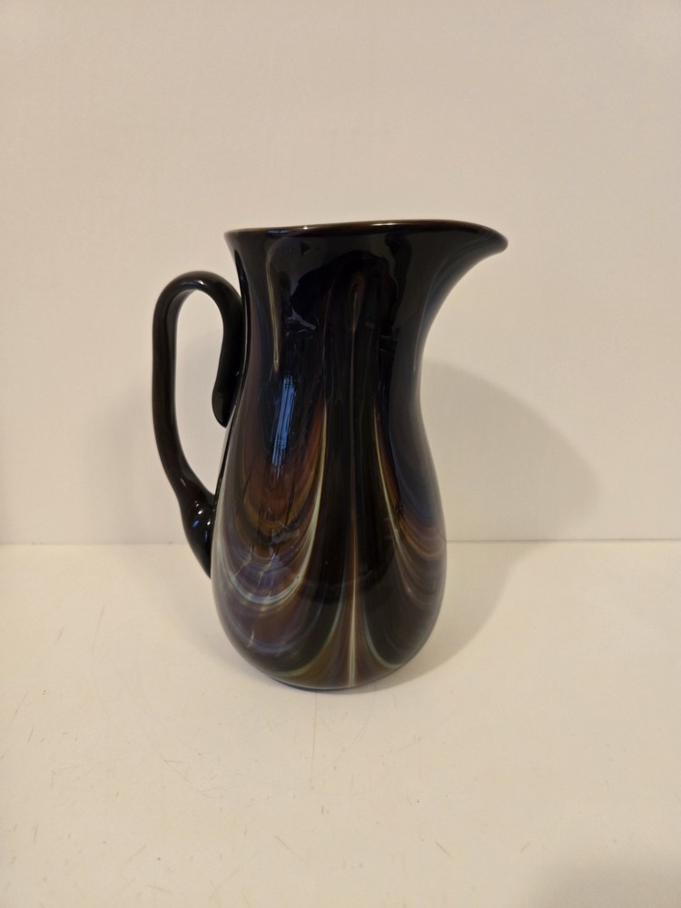 Hand Made Blown Art Glass Pitcher Signed