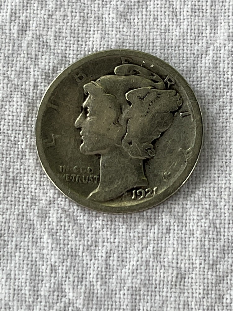 1921 US SILVER MERCURY DIME Uncertified, Circulated