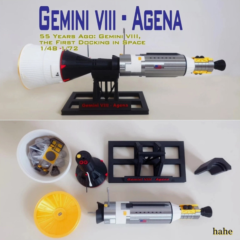 1/72/48 Gemini Spacecraft - Agena Finished Static Model 3D Printed
