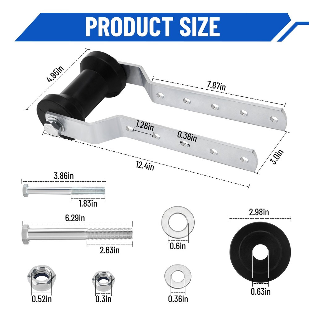 Updated 5" Boat Trailer Rollers with Brackets Black Adjustable Keel Roller Ass.