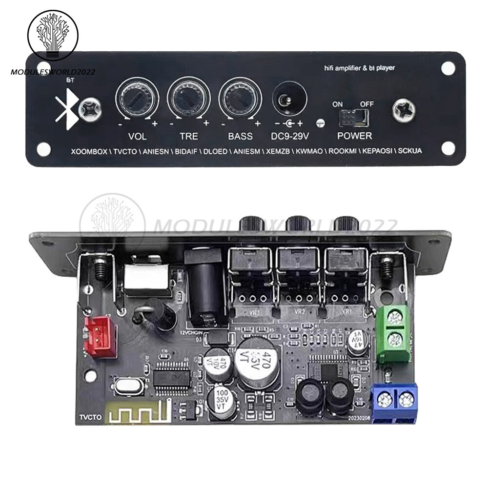 DC 12V HIFI Bluetooth 5.1 Amplifier Board Audio Car Amplifier MP3 Player Module