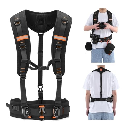 Adjustable Camera Strap for Photographers – Multi-Function Dual Large Black