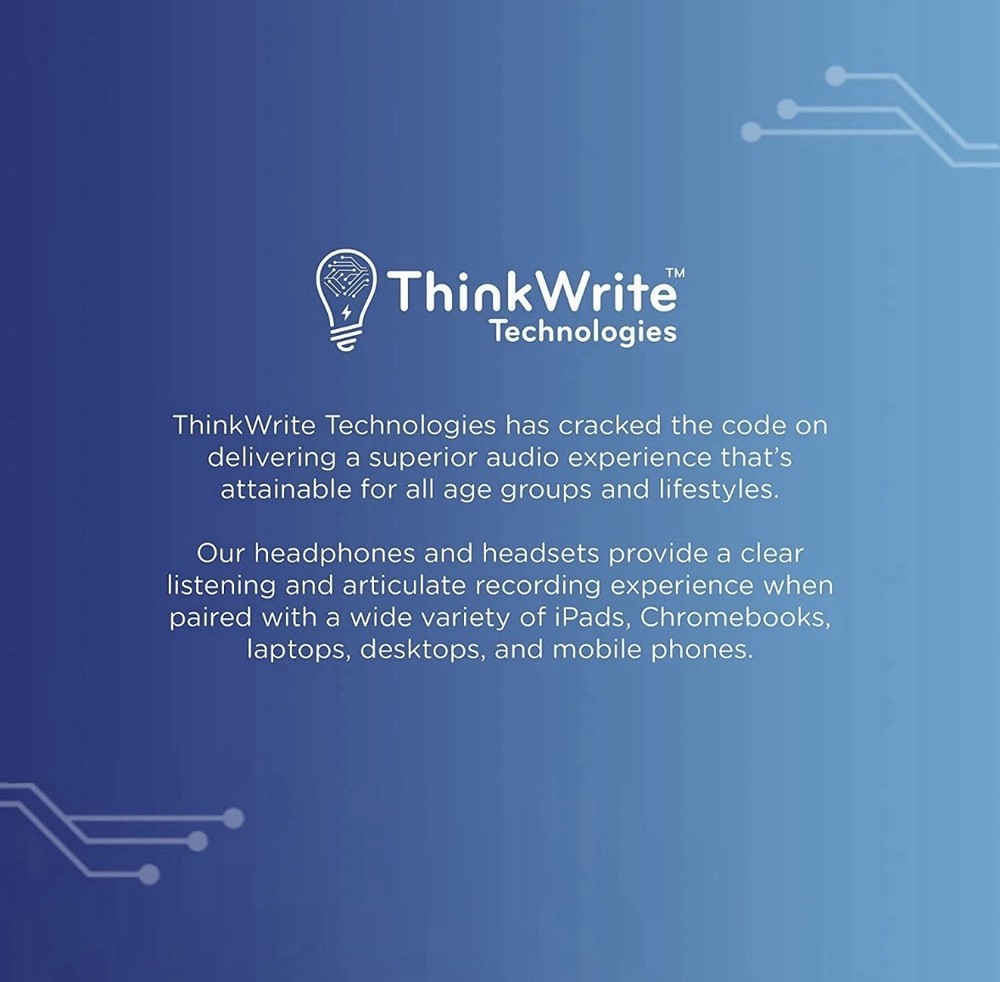 Headset ThinkWrite Ultra Durable w/Mic 3.5mm & Volume Control TW-210