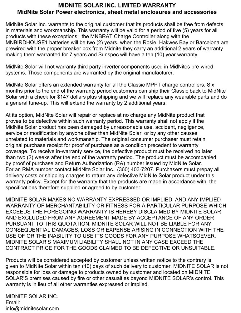 MidNite Solar MNBCB 2000/200 Battery Combiner Box 2000A