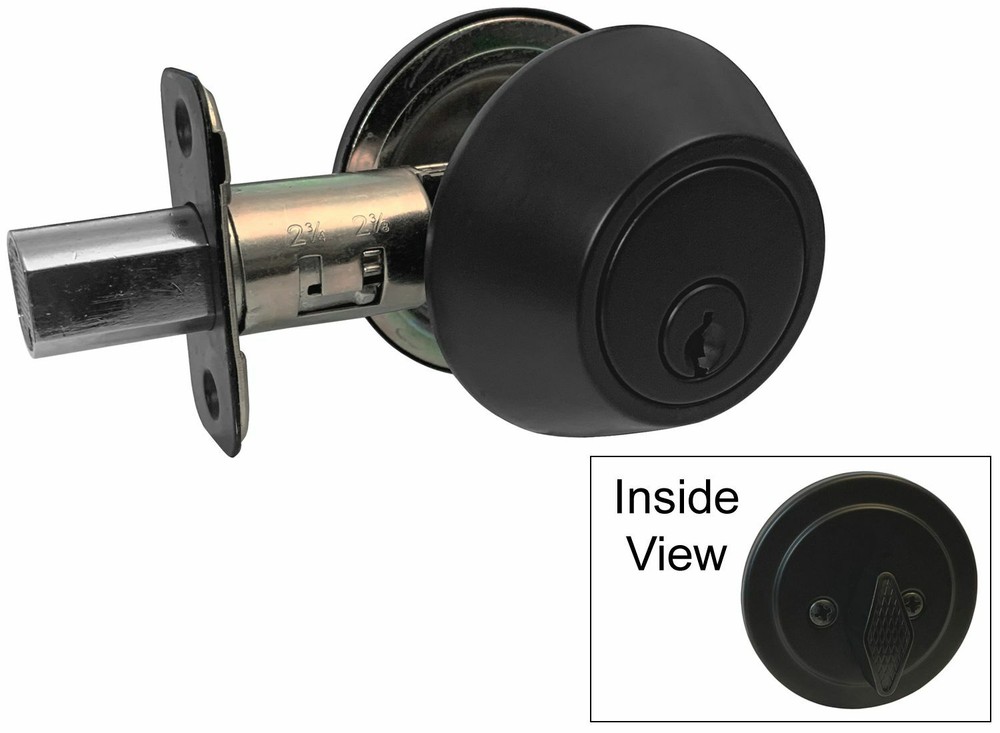 2 Entry Entrance with Deadbolt Black Door Lock Locks Knob round knobs Keyed
