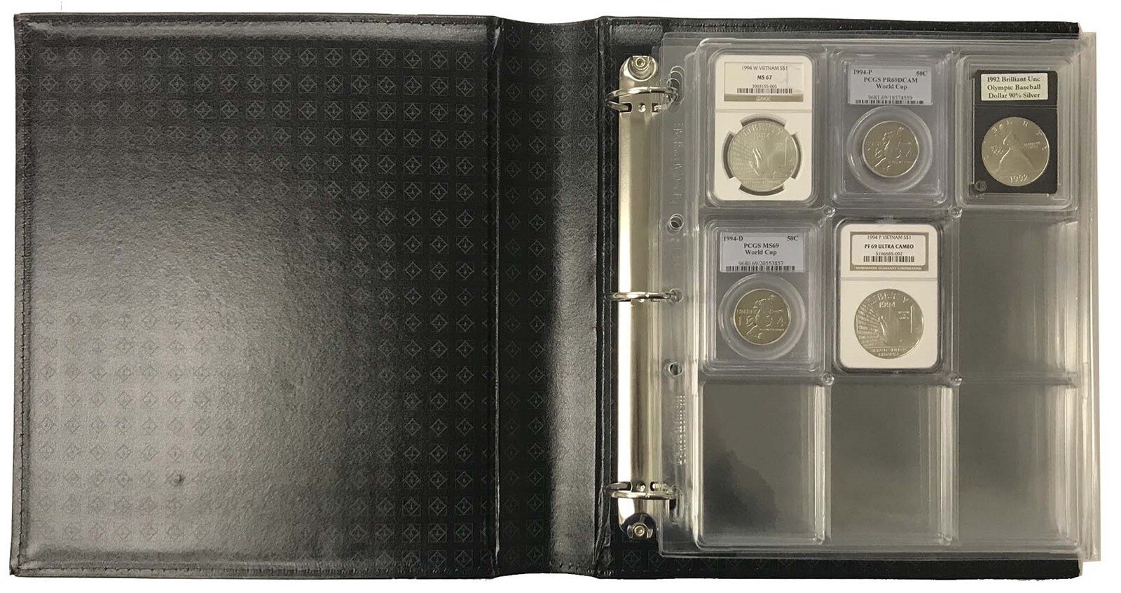36 Certified NGC PCGS Graded Coin Slab Album Encap Pages Lighthouse Black Binder