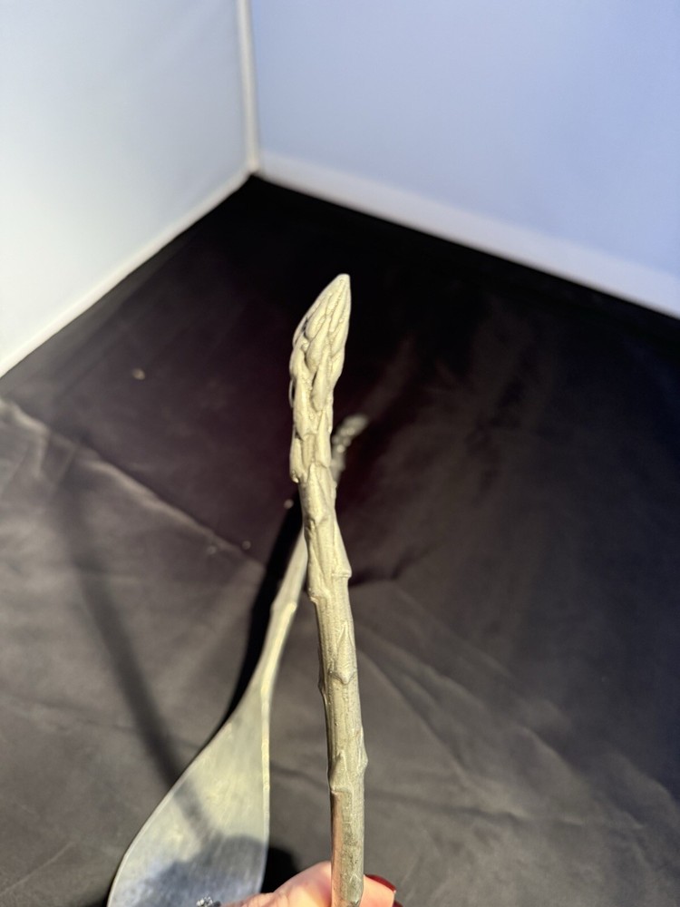 Pewter Asparagus Handle Heavy Salad Serving Set