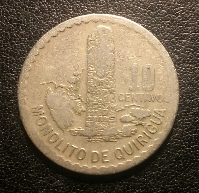1977 Guatemala 10 Centavos Coin
