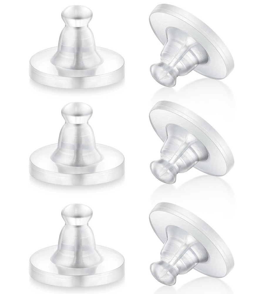 100 Pcs Clear Silicone Earring Backs for Studs, Plastic Rubber Pierced Ear Stops