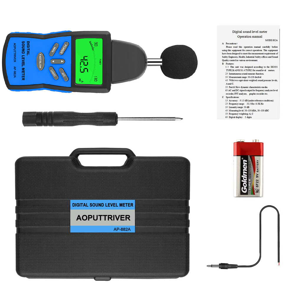 Decibel Meter Sound Level Reader DB Meter Noise Detector 130dBA/130dBC Backlight