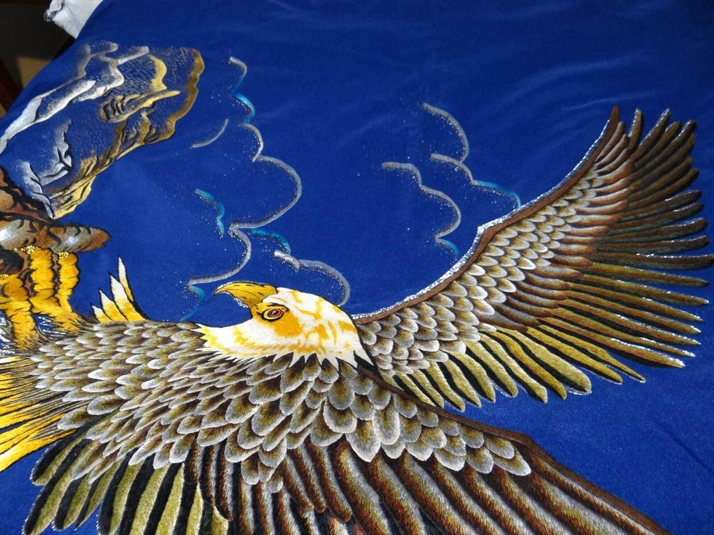 Unique Beautiful hand Embroidered Eagle 40"x 40" Art work