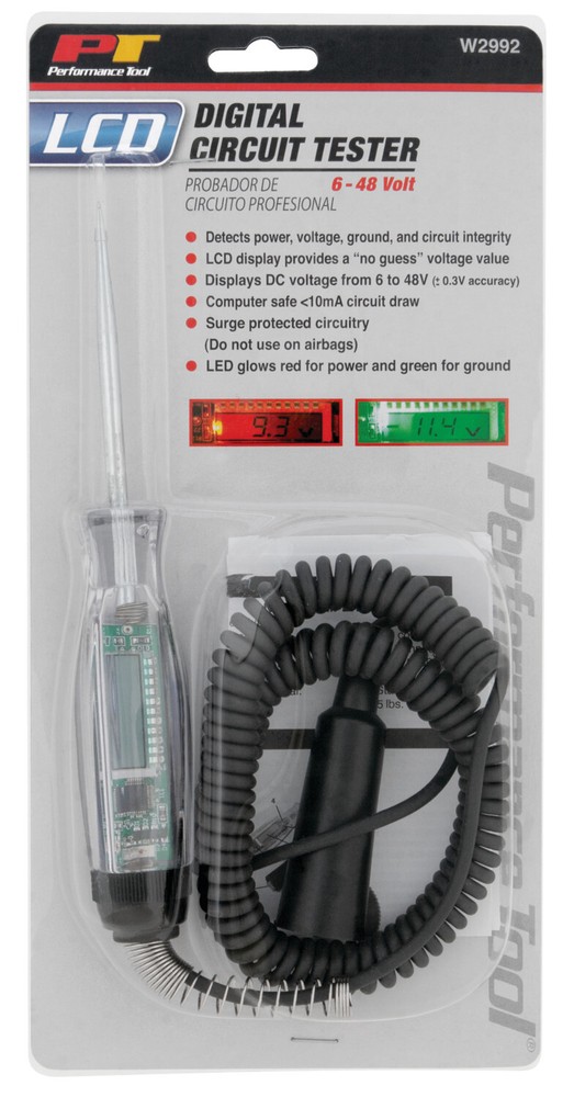 Performance Tool LCD Digital Circuit Tester 3 to 48 Volt (W2992)