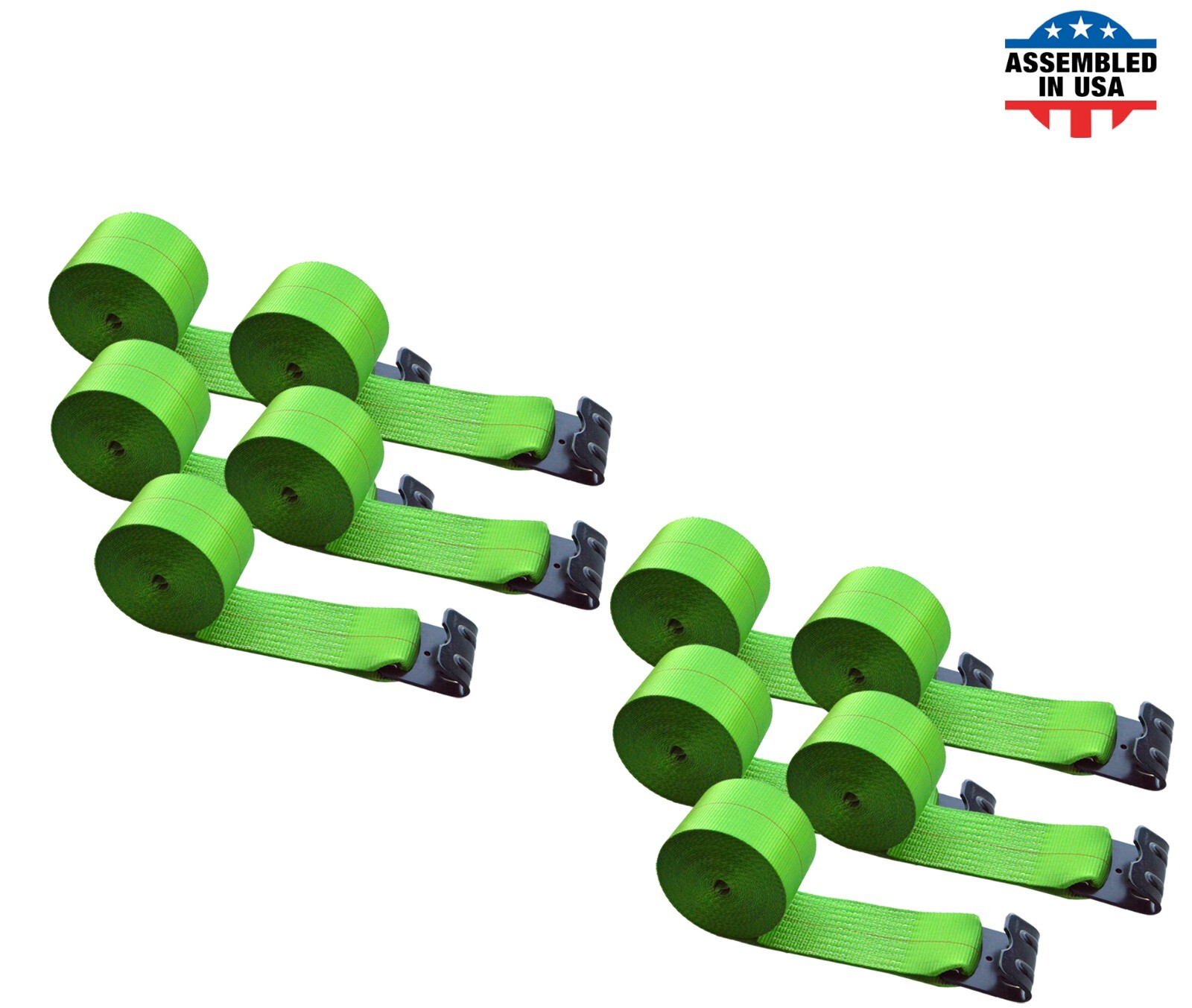 USA 10 Pack Heavy Duty 4"x30' Winch Strap w/Flat Hook Flatbed Truck Trailer Farm