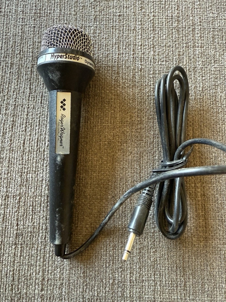 Roger Wagner HyperStudio Dynamic Microphone 300Ω w/ 3.5mm TRS Cable – Tested