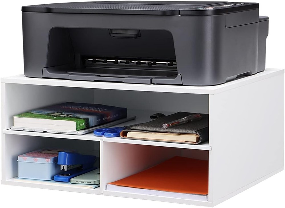 Large Printer Stand Adjustable Printer Table W/ Storage 2-Tier Printer Riser