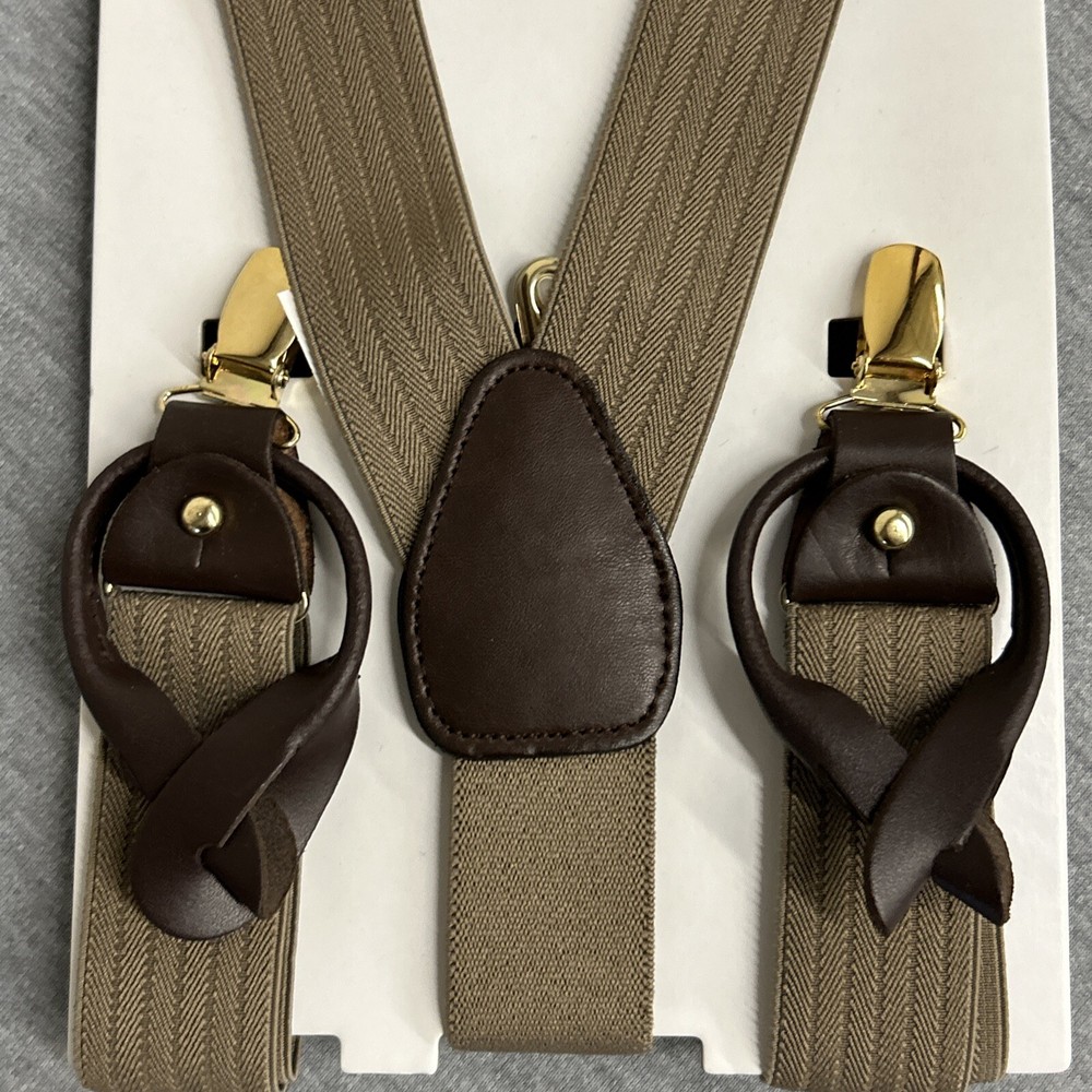 Saddlebred Suspenders Men's One Size Clip Closure Solid Beige