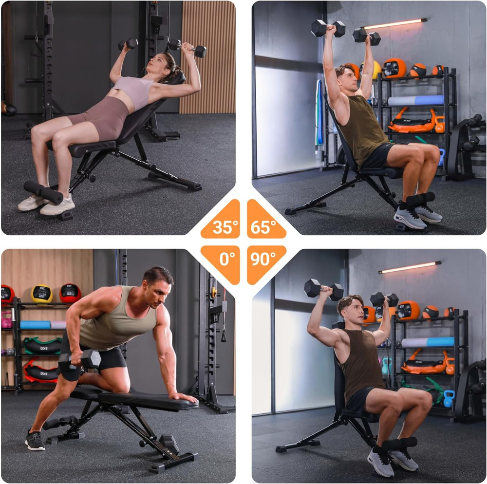 Upgraded Adjustable Weight Bench, Bench Press Full Body Workout, Quick Fold Spac