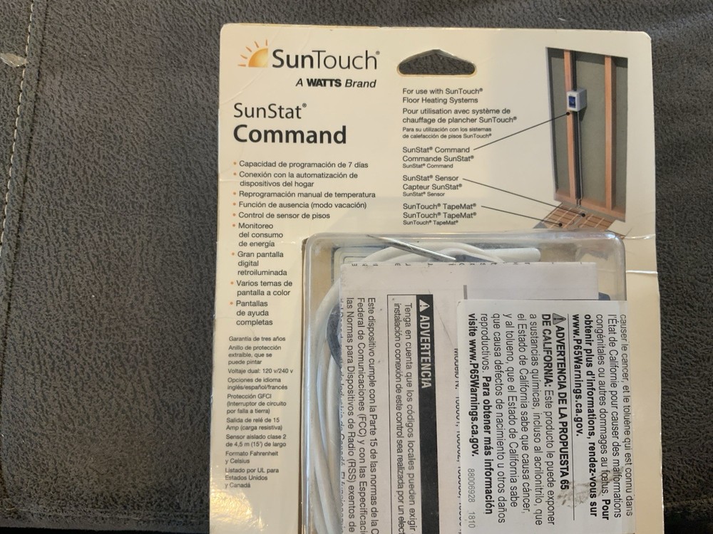 SunTouch SunStat Command Color Touchscreen Programmable Floor Heating Thermostat