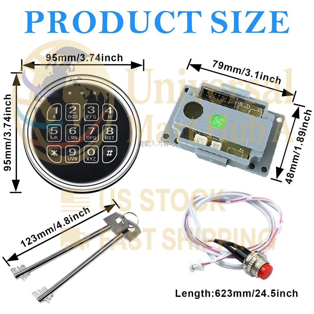 Stack-On Safe Lock Electronic Digital Safe Lock Replacement Solenoid W/ 2 Key I