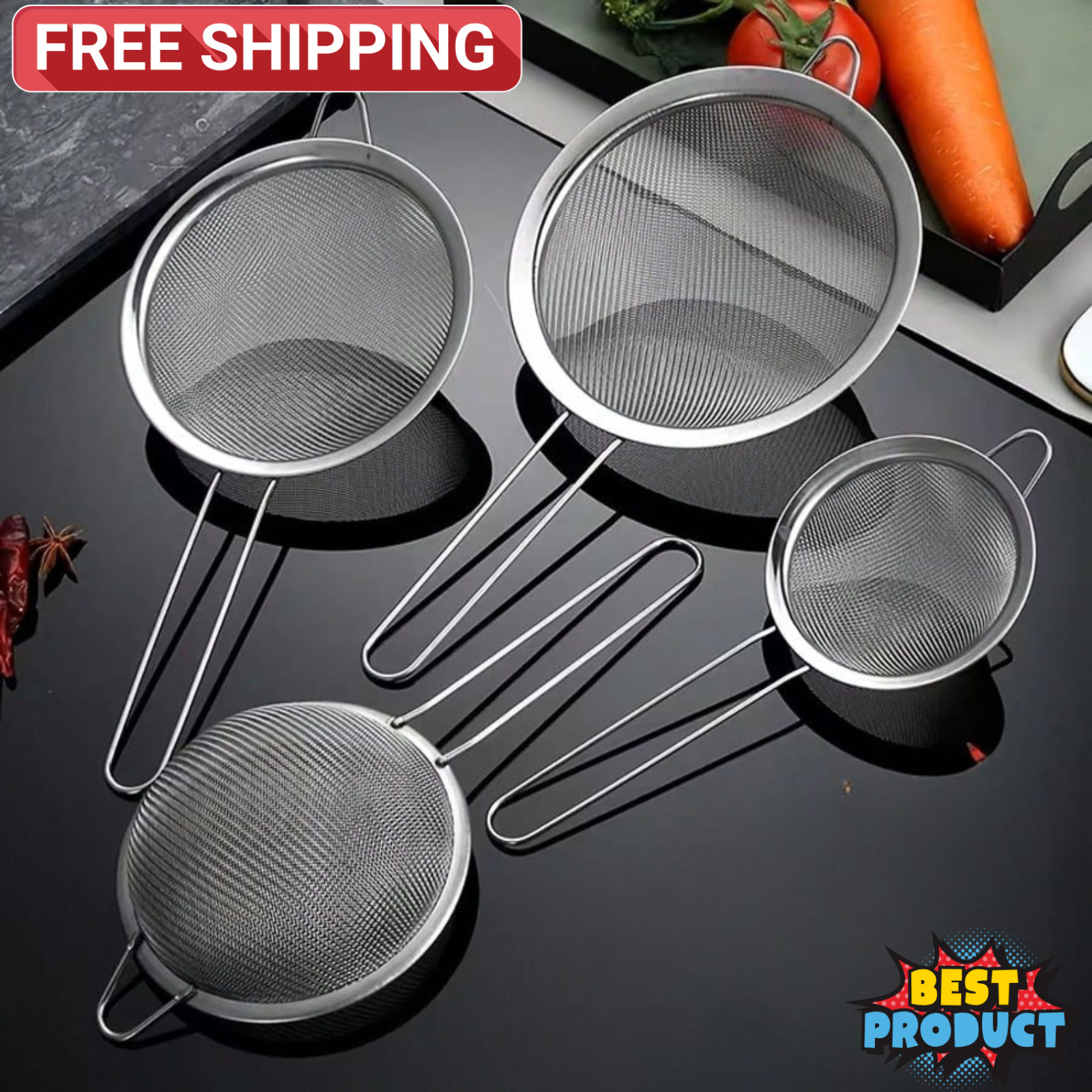 1pc Mini Stainless Steel Strainers Fine Mesh Shifter With Handles Filtering tool