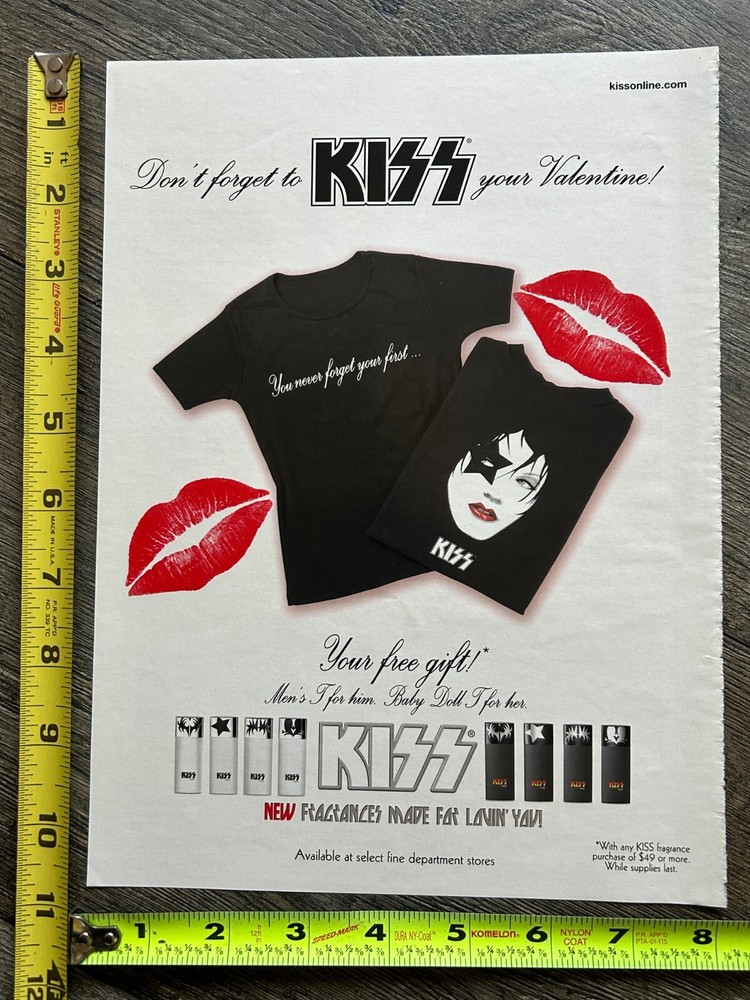 KISS Ad Advert Kiss Fragrance Perfume Cologne Kiss Him Kiss Her '06 Vintage Kiss
