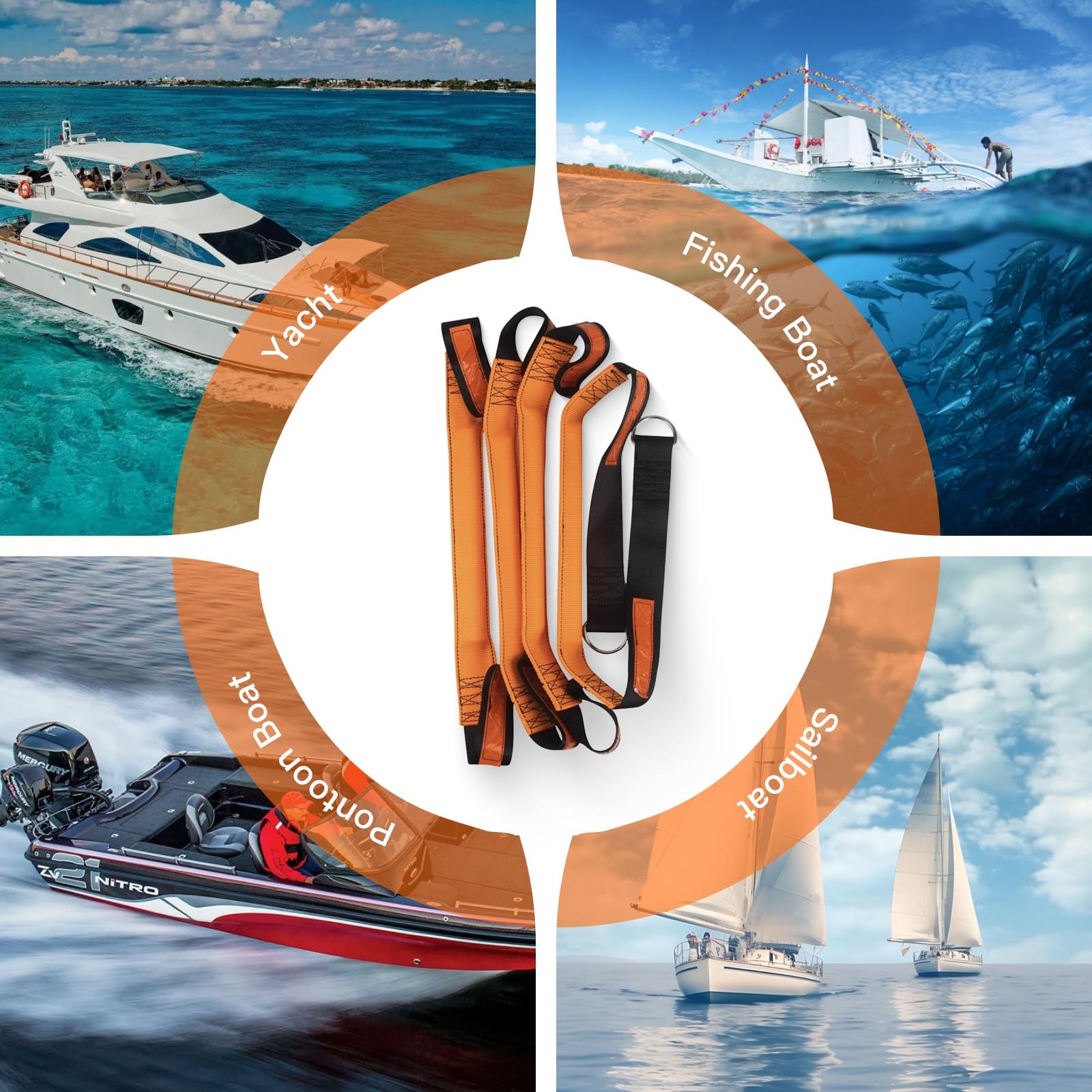 Boat Rope Ladder for Safety and Easy Boarding, Reliable Orange