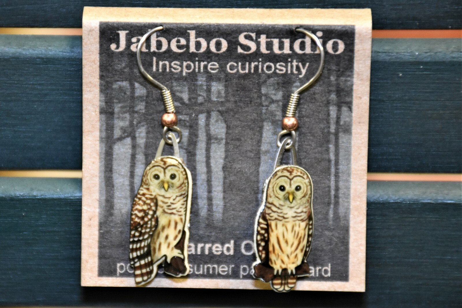 Jabebo Earrings Barred Owl