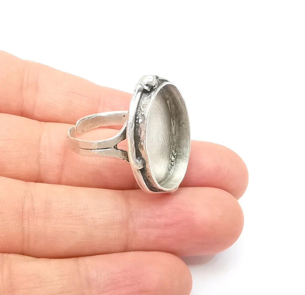 Large Ring Setting Resin Ring Blank Cabochon Mounting Adjustable Dried Flower