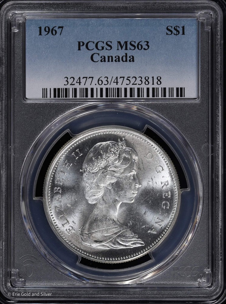 1967 Canada S$1 Silver PCGS MS 63