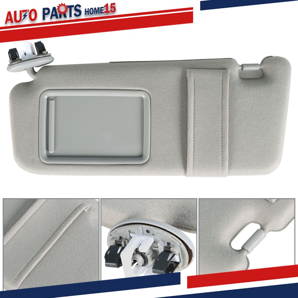 Driver Left Side Sun Visor For Toyota Camry 2007-2011 With Mirror & Light Gray