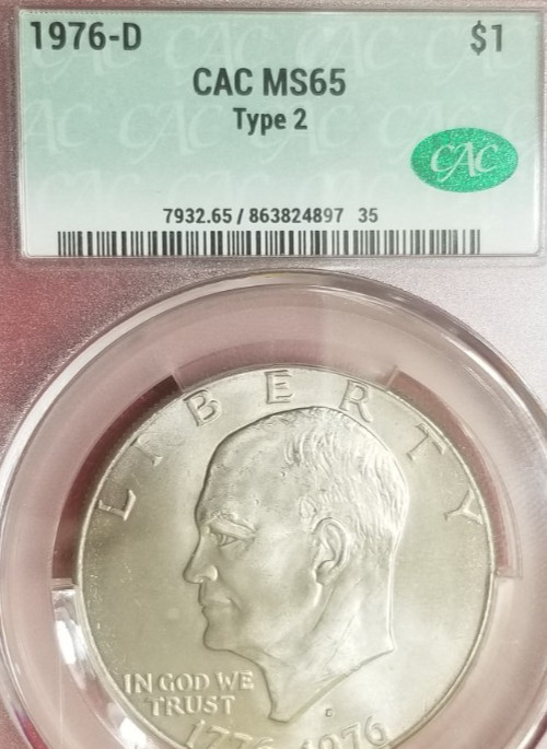 CAC MS-65! 1976-D TYPE 2 IKE EISENHOWER DOLLAR