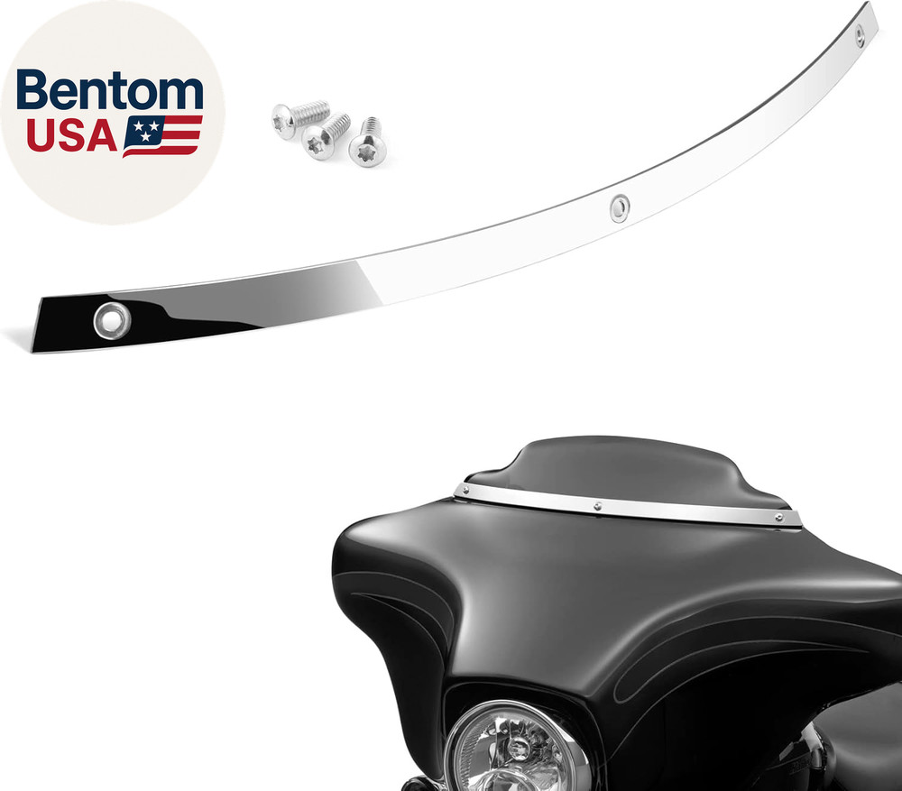 Batwing Windshield Trim, Polished Stainless Windshield Trim Compatible for Harle
