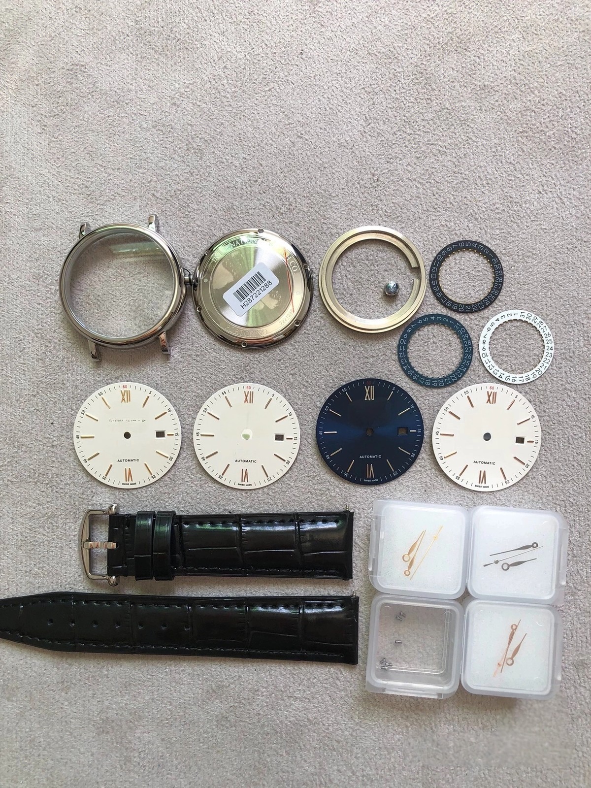 DIY SET for IWC 2824 watch case+Dial+Hands+Leather watch strap 40mm