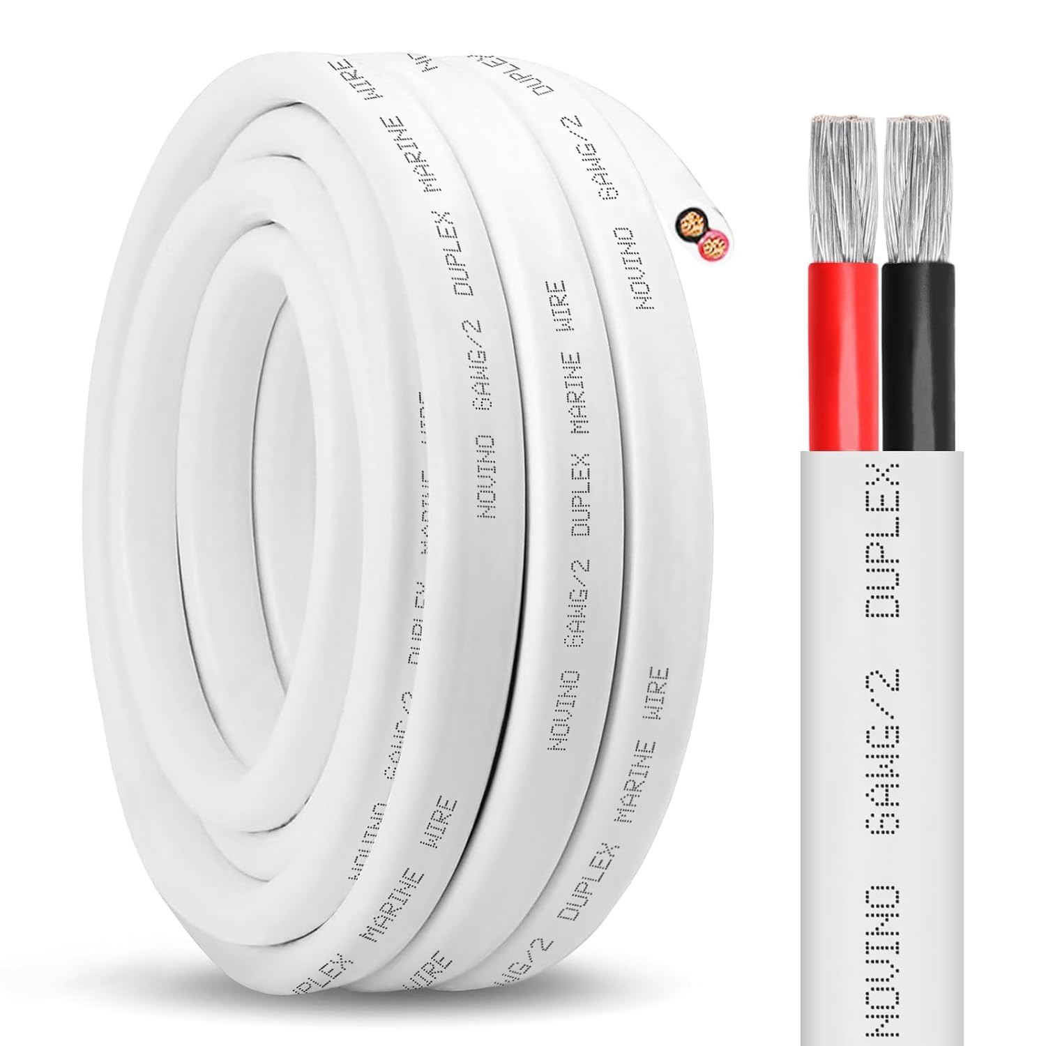 6 Gauge Marine Wire,6 AWG 20Ft Duplex Marine Grade Wire Tinned Copper Oxygen-Fre