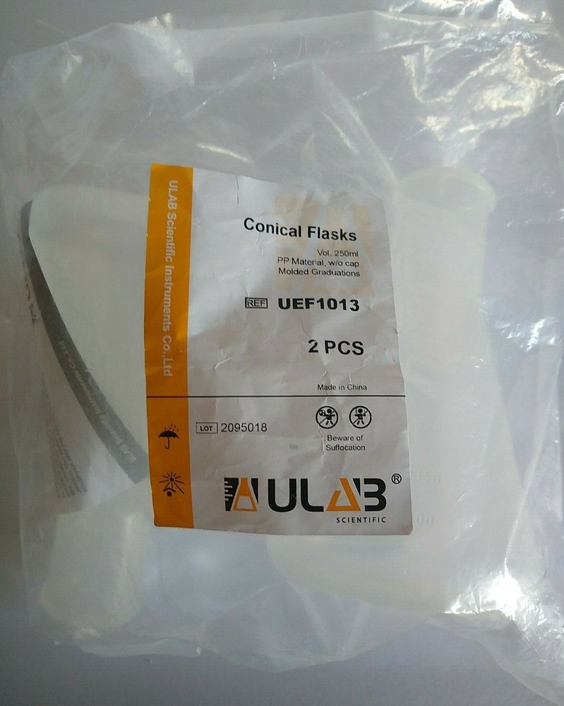 Conical Flasks 250ml Plastic (2) Pack By ULAB Scientific