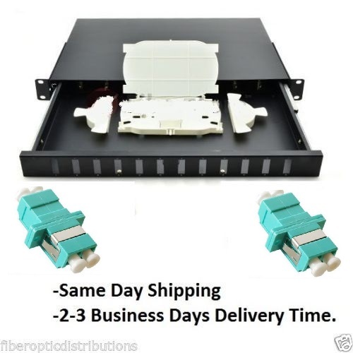 Fiber Optic Patch Panel,1U,Rackmount,12 Port Loaded LC Duplex-4596