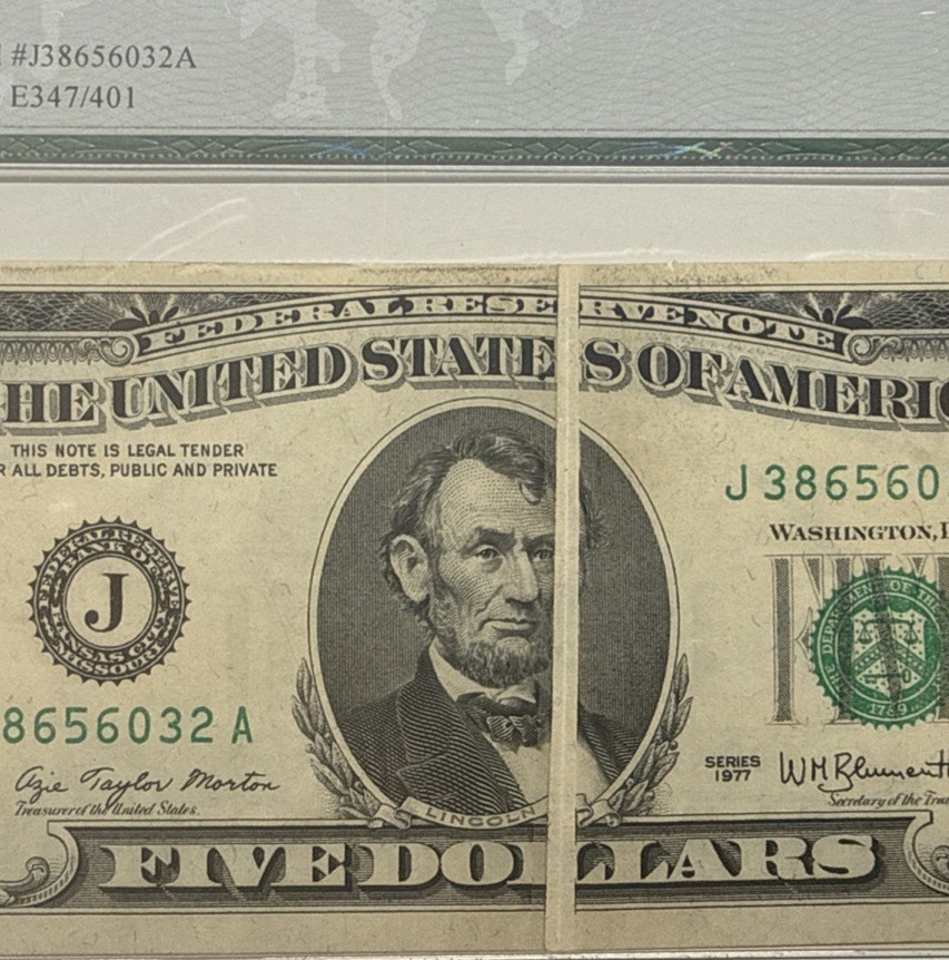 LEGACY50 1977 $5 GUTTER FOLD ERROR CROSS FACE  6032A