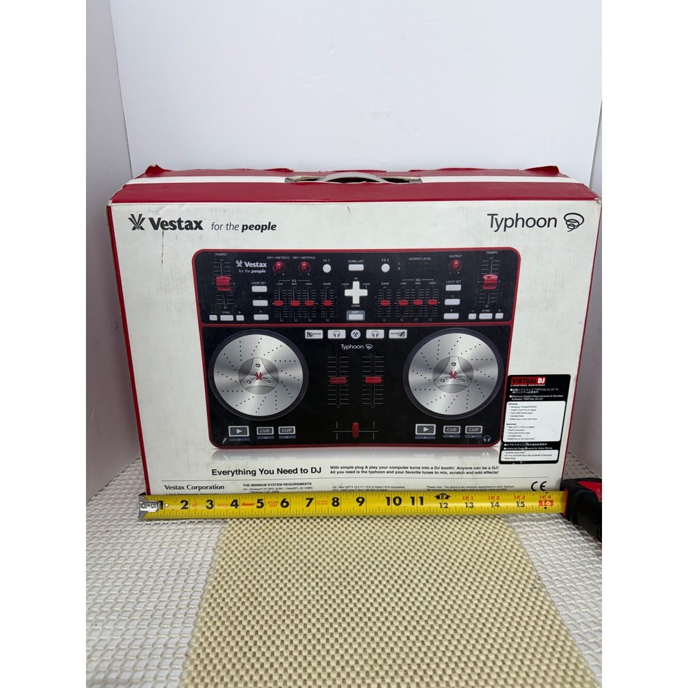 Vestax Typhoon DJ MIDI Controller Virtual DJ Black Red Silver VDJ-0001 Boxed EUC