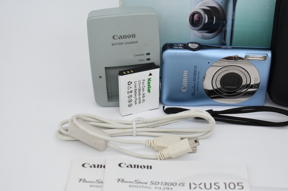 Canon PowerShot SD1300 IS Blue Compact Digital Camera 12.1MP - Bundle Tested
