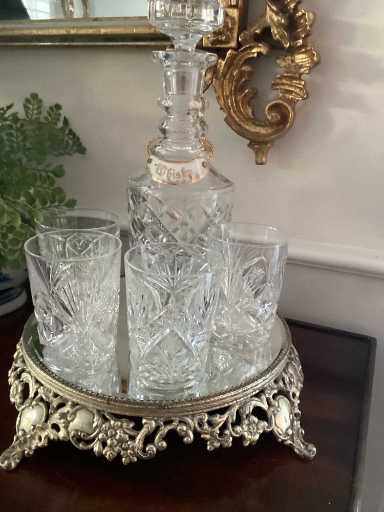 BAROQUE OLDER ROCOCO PLATEAU MIRROR BUFFET SERVER STAND 13 1/2"