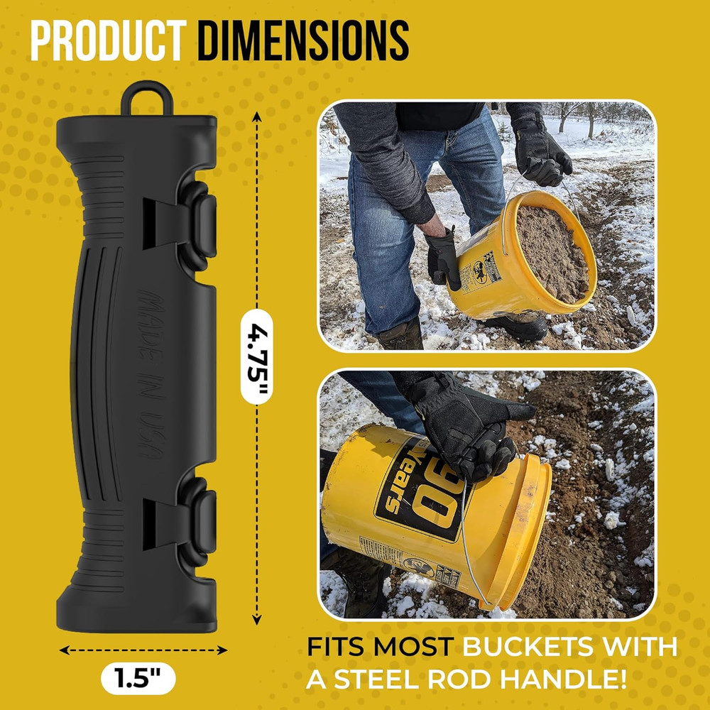 HANDTEC Bucket Handle Grip - Ergonomic Rubber Handle Replacement for Constructio