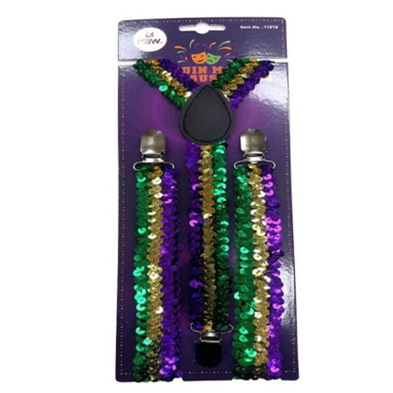 Mardi Gras Adjustable Sequin Suspenders
