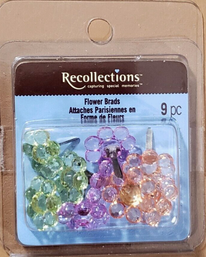 RECOLLECTIONS Decorative FLOWER Brads - 9  pcs