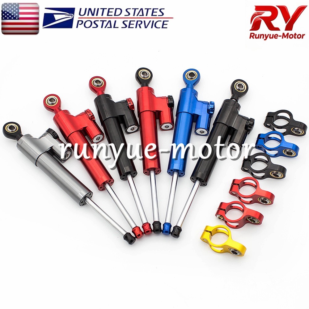 Gray CNC Adjustable Steering Damper Stabilizer Linear Control Universal Aluminum