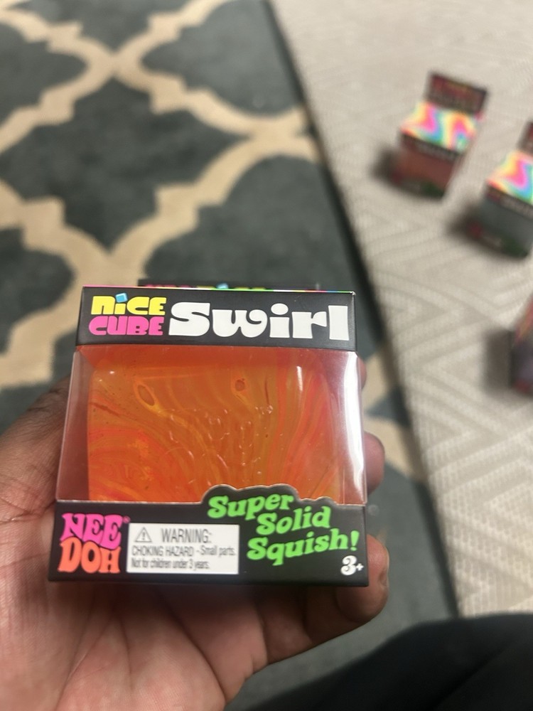 Nee Doh Nice Cube Swirl Super Solid Squish Multicolor Squeeze Toy Ages 3+
