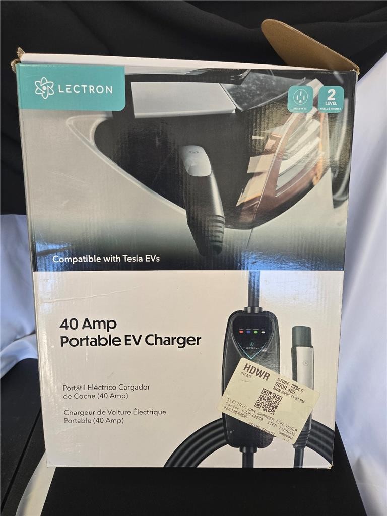 = Lectron Portable EV Charger 40 AMP Compatible With Tesla Evs 40 AMP