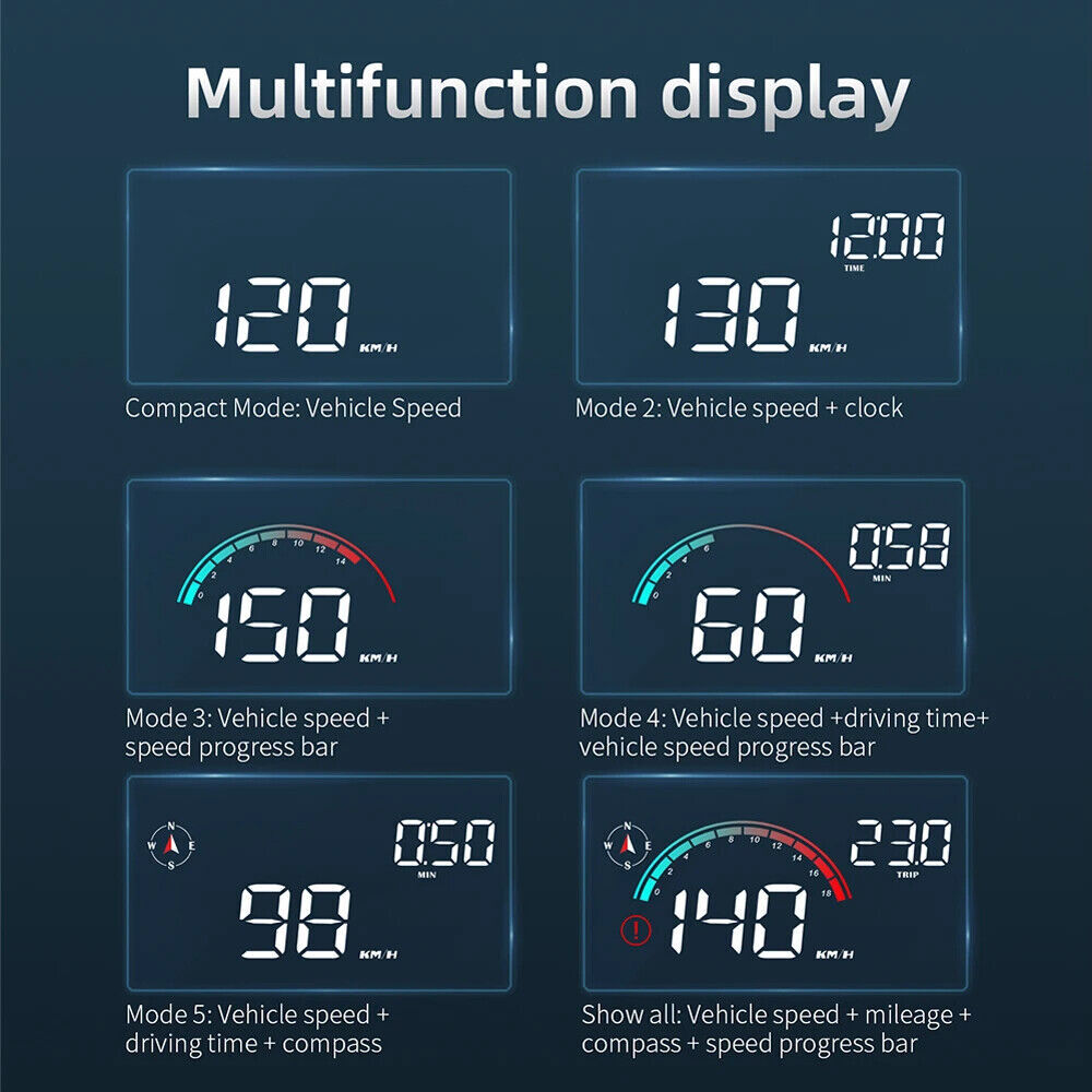 Windshield Speedometer Projector Digital Head Up Display with Overspeed Alarm