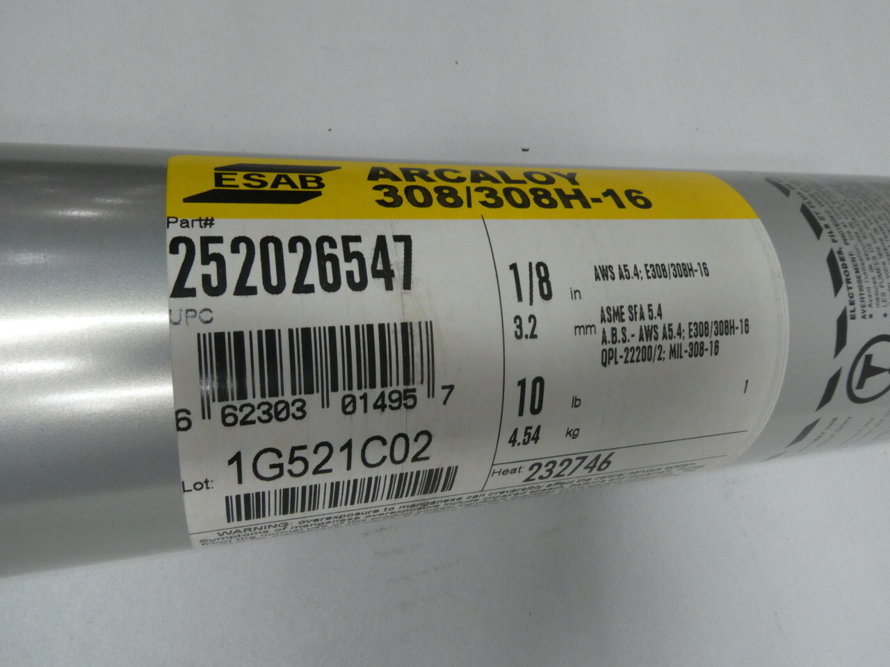 Esab 252026547 Arcaloy 308/308h-16 Electrode 1/8in 14in 10lb