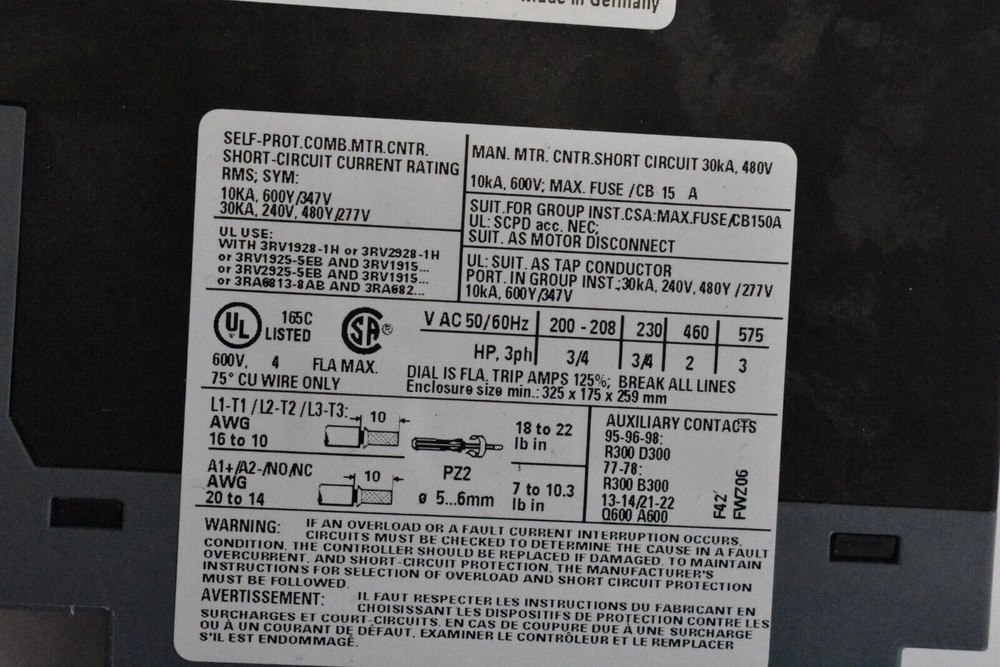 Siemens 3RA6120-1CB32 Sirius Compact Load Feeder DOL Starter
